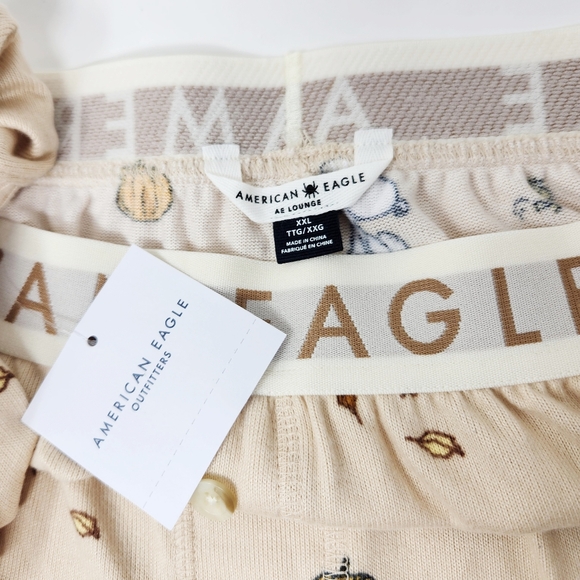 NEW American Eagle Peanuts Fall Pumpkin Plush Snoopy & Woodstock PJ Set XXL - Picture 7 of 7